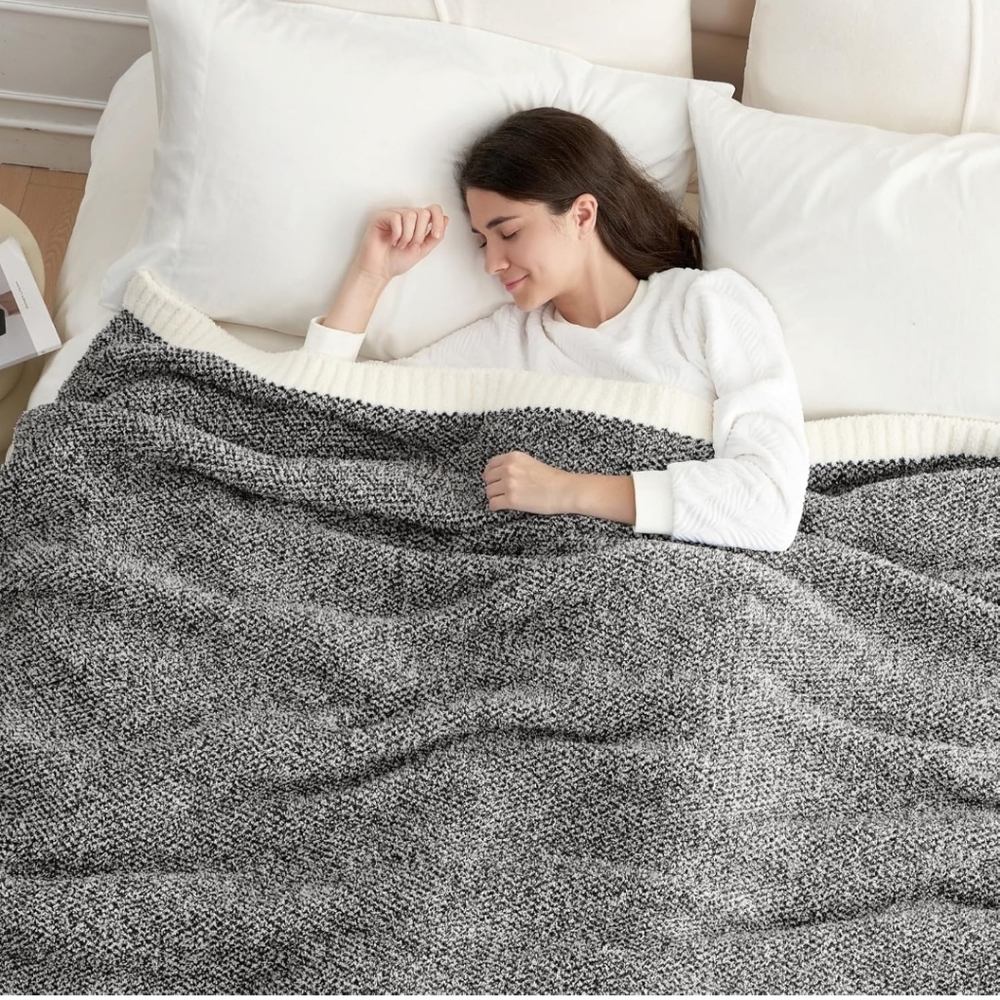Snuggle Sac Heather Black  Blanket Twin Size, Reversible Super Soft 60X80 Inches - Picture 3 of 9